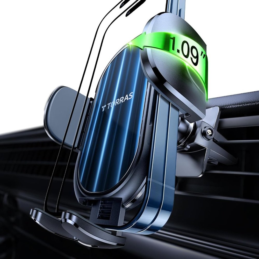 Cell Phone Holder Car, Non-Slip Silicone Steel Air Vent Clip fits Thick Case!